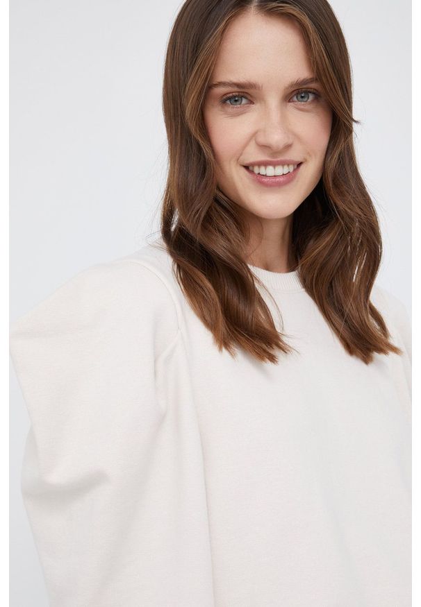 Levi's® - Levi's Bluza bawełniana damska kolor beżowy gładka. Okazja: na spotkanie biznesowe, na co dzień. Kolor: beżowy. Materiał: bawełna. Długość rękawa: długi rękaw. Długość: długie. Wzór: gładki. Styl: casual, biznesowy