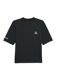 PAPROCKI&BRZOZOWSKI - Czarny t-shirt z białym logo. Kolor: czarny. Materiał: bawełna. Wzór: aplikacja, nadruk #2