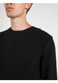 Les Hommes Sweter | LKK110 607L | Jumper With Zip | Mężczyzna | Czarny. Okazja: na co dzień. Kolor: czarny. Materiał: bawełna. Wzór: aplikacja. Styl: casual #4