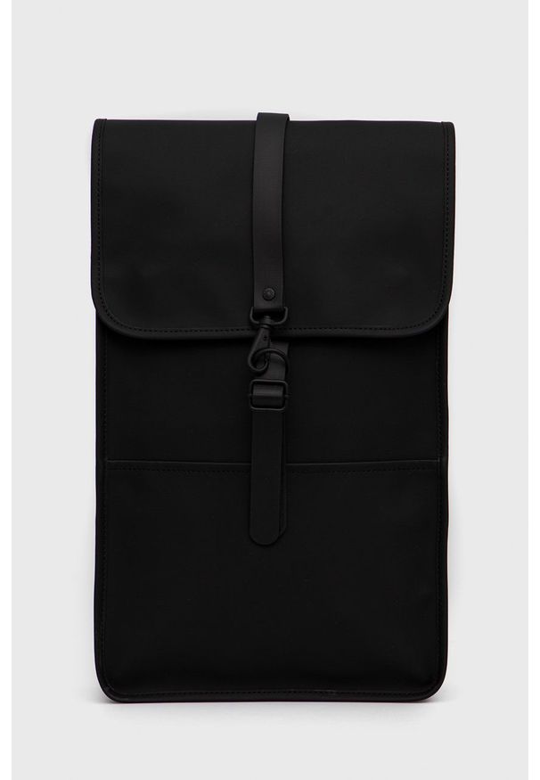 Rains plecak 12200 Backpack kolor czarny duży gładki 12200.01-Black. Kolor: czarny. Wzór: gładki