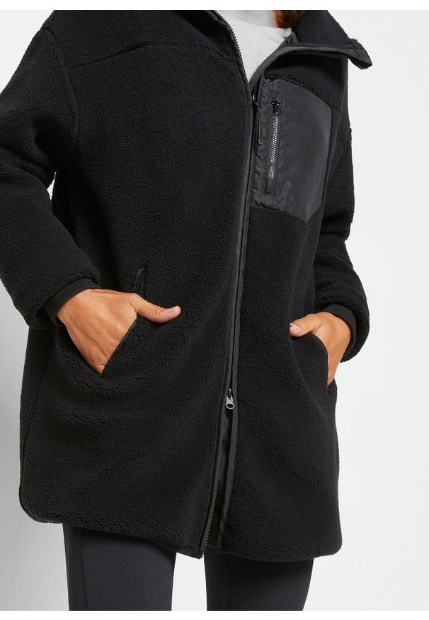 bonprix - Bluza rozpinana z polaru baranka. Kolor: czarny. Materiał: polar