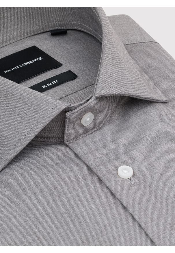 Pako Lorente - PAKO LORENTE – Szara koszula męska. Kolor: szary. Materiał: poliester, elastan, wiskoza. Długość rękawa: długi rękaw. Długość: długie