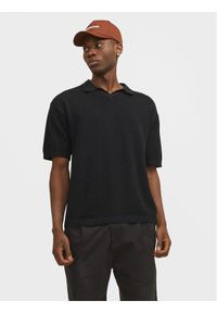 Jack & Jones Polo Linen 12252748 Czarny Regular Fit. Typ kołnierza: polo. Kolor: czarny. Materiał: bawełna #1