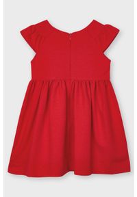 Mayoral - Sukienka dziecięca. Kolor: czerwony. Materiał: bawełna, poliester, dzianina, elastan. Długość rękawa: krótki rękaw. Wzór: gładki. Typ sukienki: rozkloszowane. Długość: mini #4