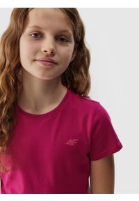 4f - 4F T-shirt gładki dziewczęcy - różowy 158 (12-13 lat). Okazja: na co dzień. Kolor: różowy. Materiał: bawełna, jersey, dzianina. Długość rękawa: krótki rękaw. Długość: krótkie. Wzór: gładki. Sezon: lato. Styl: sportowy, casual