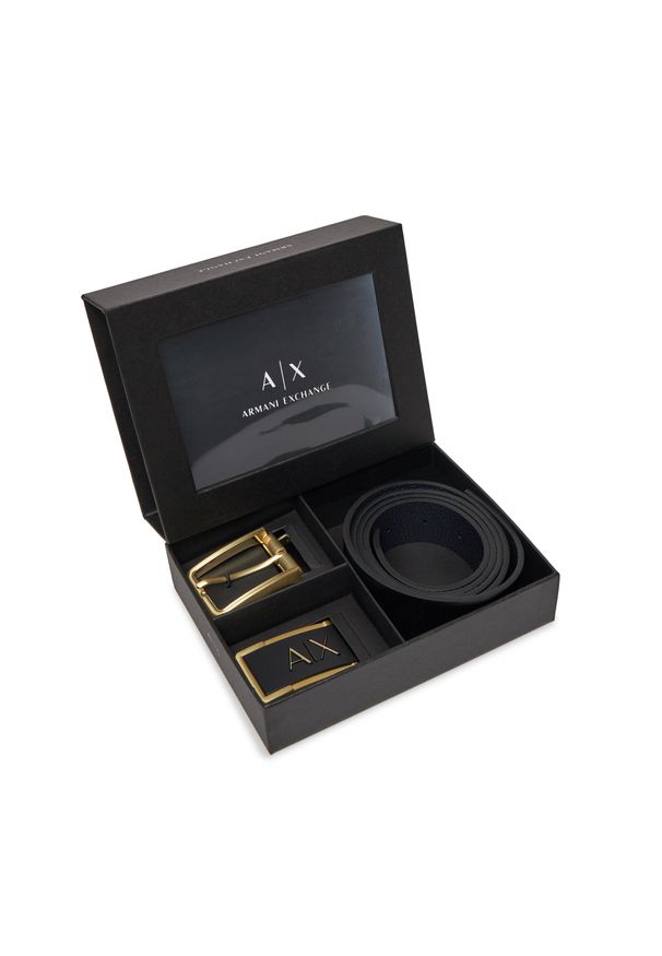 Pasek Męski Armani Exchange 951250 CC890 71820 Black/Blu Navy-G.. Kolor: czarny. Materiał: skóra