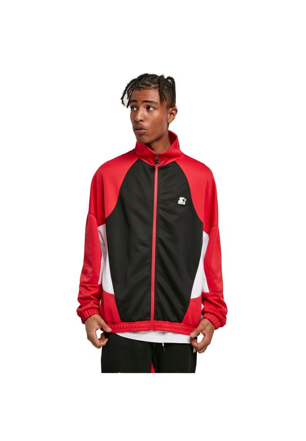 Kurtka dresowa Urban Classics Starter Laser. Kolor: czarny, czerwony, wielokolorowy. Materiał: dresówka