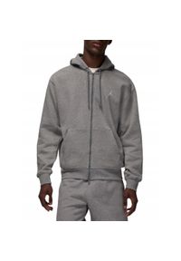 Jordan - Bluza na co dzień męska NIKE JORDAN BROOKLYN FLEECE ciepła na zamek z kapturem. Typ kołnierza: kaptur. Kolor: szary