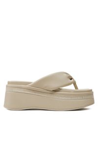 Tommy Jeans Japonki Tjw Wedge Sandal EN0EN02457 Beżowy. Kolor: beżowy. Materiał: skóra