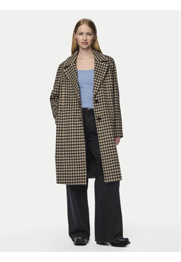 Pieces Płaszcz przejściowy Andrea 17150866 Brązowy Regular Fit. Kolor: brązowy. Materiał: syntetyk