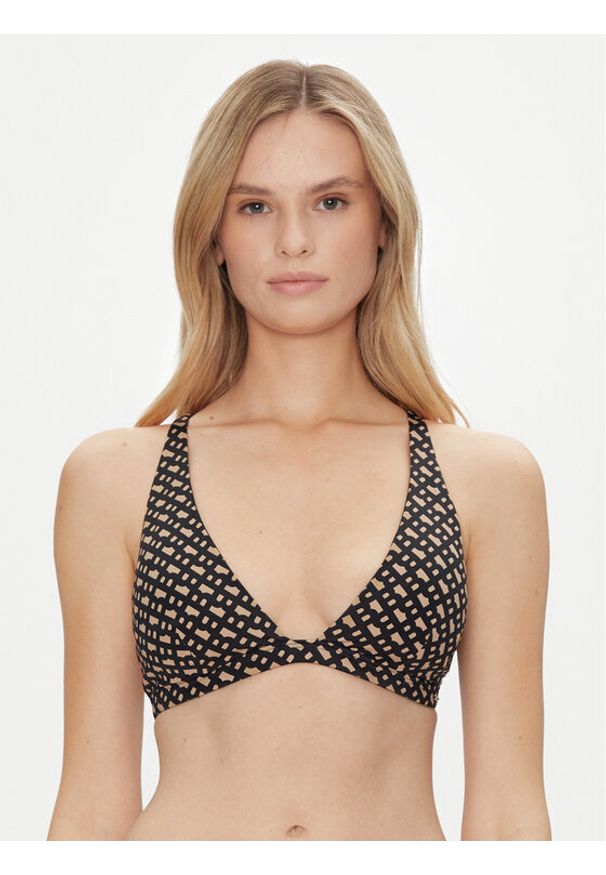 BOSS Góra od bikini Bb Monogram 50535257 Czarny Regular Fit. Kolor: czarny. Materiał: syntetyk