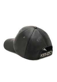 Kenzo - KENZO - Czarna czapka ze skóry Tiger. Kolor: czarny. Materiał: skóra. Wzór: aplikacja #2