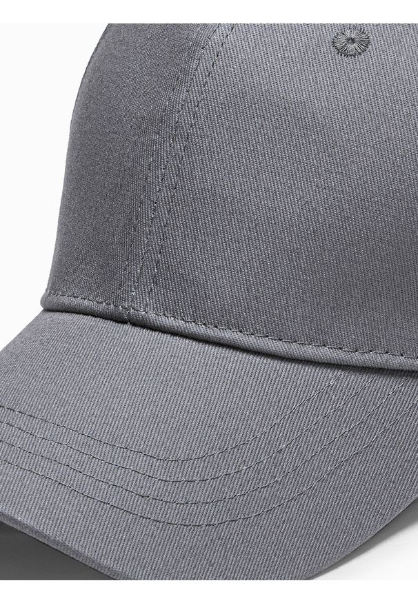 Ombre Clothing - Czapka męska z daszkiem H086 - szara - uniwersalny. Kolor: szary. Materiał: bawełna. Styl: klasyczny