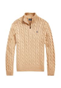 Polo Ralph Lauren Sweter 710810841003 Beżowy Regular Fit. Typ kołnierza: polo. Kolor: beżowy. Materiał: bawełna #5
