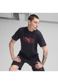 Puma - Męska koszulka Essentials Logo Lab PUMA New Navy Blue. Kolor: niebieski. Materiał: guma. Wzór: nadruk. Sport: fitness