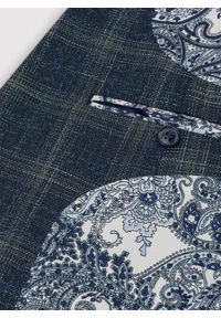 Pako Lorente - PAKO LORENTE – Granatowa casualowa marynarka męska w zieloną kratę. Okazja: na co dzień. Kolor: zielony, niebieski, wielokolorowy. Materiał: poliester, elastan, wiskoza. Styl: casual #10