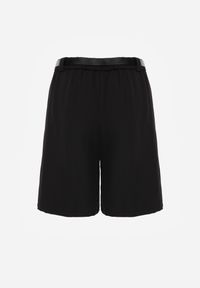Renee - Czarne Szorty Bermudy Eleganckie z Paskiem High Waist Rhodissa. Okazja: na co dzień. Stan: podwyższony. Kolor: czarny. Materiał: materiał. Styl: elegancki #4