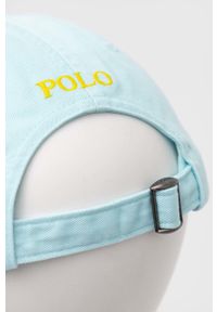 Polo Ralph Lauren czapka z daszkiem bawełniana kolor turkusowy z aplikacją. Kolor: turkusowy. Materiał: bawełna. Wzór: aplikacja #2