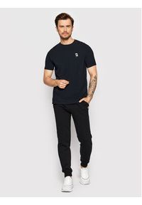 Karl Lagerfeld - KARL LAGERFELD T-Shirt Crewneck 755027 500221 Granatowy Regular Fit. Typ kołnierza: dekolt w karo. Kolor: niebieski. Materiał: bawełna #4