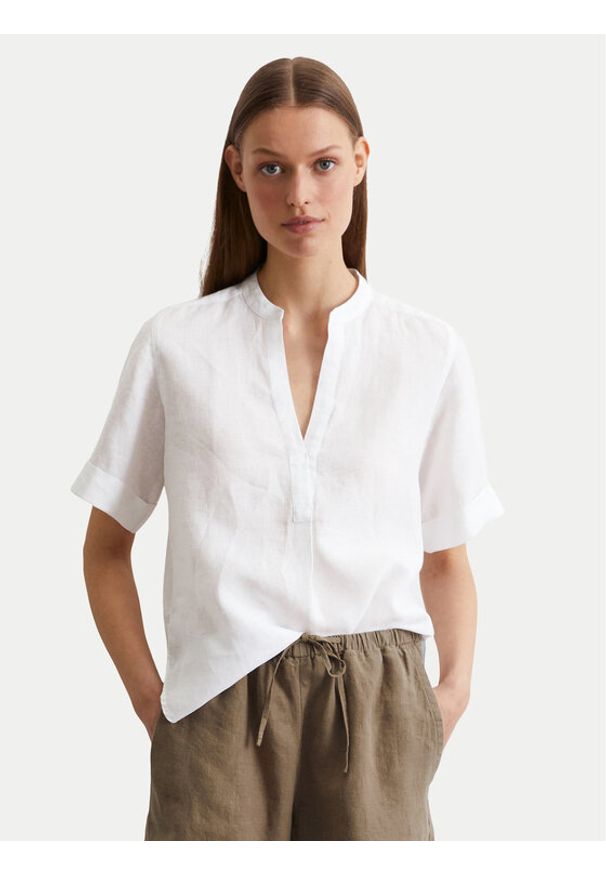 Marc O'Polo Koszula 516 1135 41069 Biały Regular Fit. Typ kołnierza: polo. Kolor: biały. Materiał: len