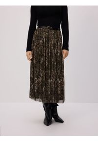 Reserved - Plisowana spódnica z paskiem - wielobarwny. Materiał: dzianina