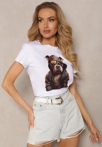 Renee - Biały T-shirt z Bawełny Ozdobiony Nadrukiem Tiimarie. Okazja: na co dzień. Kolor: biały. Materiał: bawełna. Wzór: nadruk, aplikacja. Styl: klasyczny, casual, elegancki #4