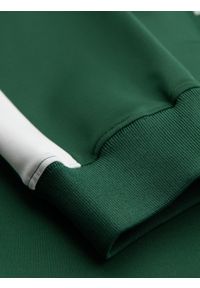 Ombre Clothing - Dresowe męskie spodnie joggery z kontrastowymi lampasami – ciemnozielone V7. Kolor: zielony. Materiał: dresówka. Wzór: aplikacja. Styl: retro, sportowy #6