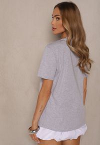 Renee - Jasnoszary T-shirt z Bawełny z Nadrukiem Tellanis. Okazja: na co dzień. Kolor: szary. Materiał: bawełna. Wzór: nadruk. Styl: sportowy, klasyczny, elegancki, casual