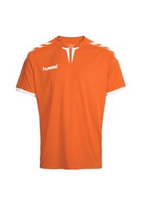 Koszulka piłkarska z krótkim rękawem męska Hummel Core SS Poly Jersey. Kolor: pomarańczowy. Materiał: jersey. Długość rękawa: krótki rękaw. Długość: krótkie. Sport: piłka nożna