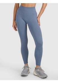4f - 4F Legginsy treningowe bezszwowe damskie - szare XS/S. Stan: podwyższony. Kolor: szary. Materiał: dzianina, materiał, syntetyk, włókno, elastan. Długość: długie. Wzór: gładki. Sport: fitness, joga i pilates