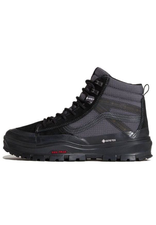 Buty męskie Vans SK8-Hi Gore-Tex Insulated VN000DARBKA1 - czarne. Kolor: czarny. Materiał: zamsz, skóra, materiał, syntetyk, guma. Szerokość cholewki: normalna. Technologia: Gore-Tex. Sezon: jesień. Model: Vans SK8