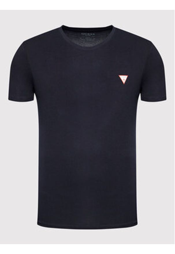 Guess T-Shirt M2YI36 I3Z11 Granatowy Slim Fit. Kolor: niebieski. Materiał: bawełna