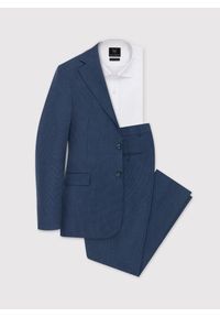 Pako Lorente - PAKO LORENTE – Granatowa marynarka garniturowa w pepitkę. Okazja: na ślub cywilny, na wesele. Kolor: niebieski. Styl: elegancki #6