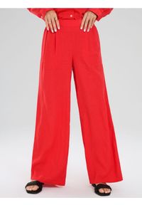 Sinsay - Spodnie wide leg - czerwony. Kolor: czerwony