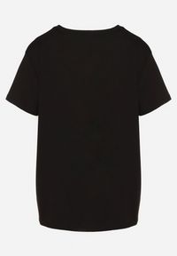 Born2be - Czarny Bawełniany T-shirt z Ozdobnym Nadrukiem Wanestra. Okazja: na co dzień. Kolor: czarny. Materiał: bawełna. Wzór: nadruk. Styl: casual #3