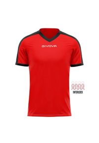Koszulka piłkarska dla dorosłych Givova Revolution Interlock. Kolor: czerwony, wielokolorowy, czarny. Sport: piłka nożna