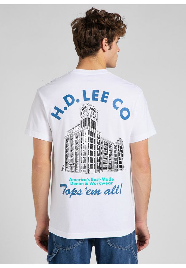 Lee - LEE BEST CHOICE TEE MĘSKI T-SHIRT KOSZULKA LOGO NADRUK BRIGHT WHITE L65GFELJ 112145352. Wzór: nadruk