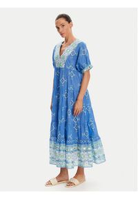 Iconique Sukienka letnia IC25-092 Niebieski Relaxed Fit. Kolor: niebieski. Materiał: bawełna. Sezon: lato #3