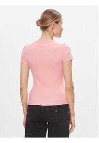 Tommy Jeans T-Shirt Badge DW0DW17881 Różowy Slim Fit. Kolor: różowy. Materiał: bawełna #5