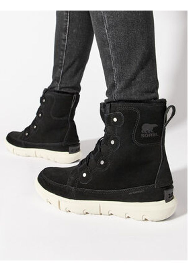 sorel - Sorel Śniegowce Explorer Next™ Joan Wp NL5031-010 Czarny. Kolor: czarny. Materiał: skóra, zamsz