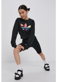 adidas Originals Bluza bawełniana H22854 damska kolor czarny z aplikacją. Kolor: czarny. Materiał: bawełna. Wzór: aplikacja #1