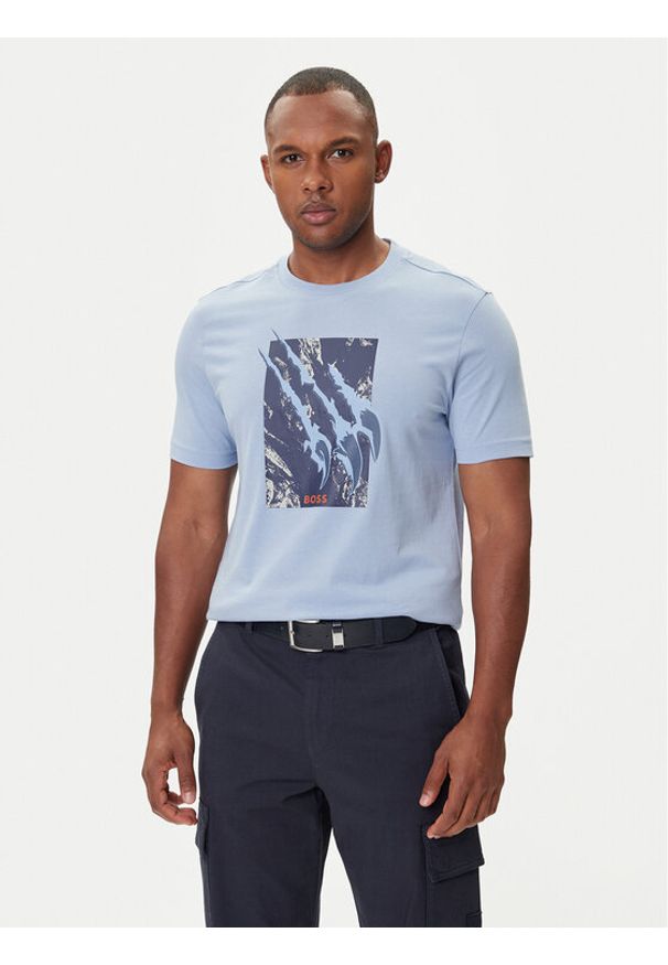 BOSS T-Shirt Te_Animali 50546362 Granatowy Regular Fit. Kolor: niebieski. Materiał: bawełna