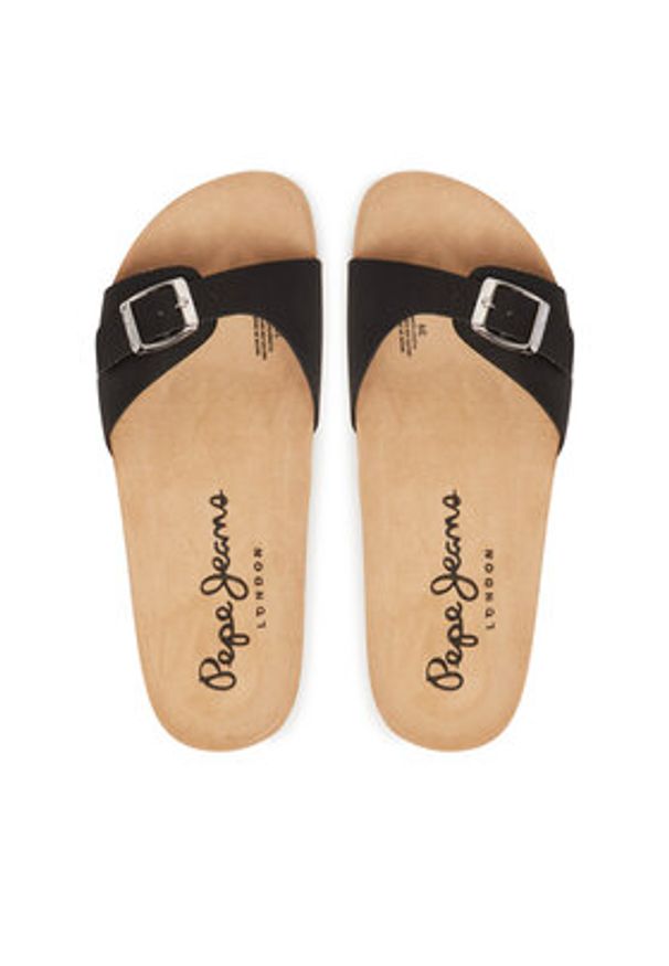 Pepe Jeans Klapki PLS90616 Czarny. Kolor: czarny. Materiał: skóra