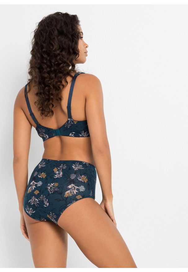 bonprix - Figi z wysoką talią z bawełny organicznej (4 pary). Kolor: niebieski. Materiał: bawełna