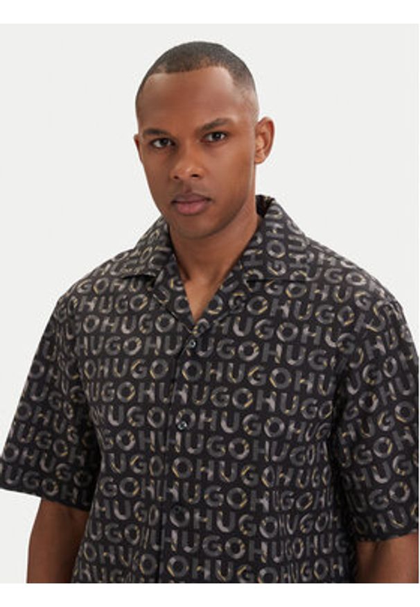 Hugo - HUGO Koszula Espino 50560606 Kolorowy Oversize. Materiał: bawełna. Wzór: kolorowy