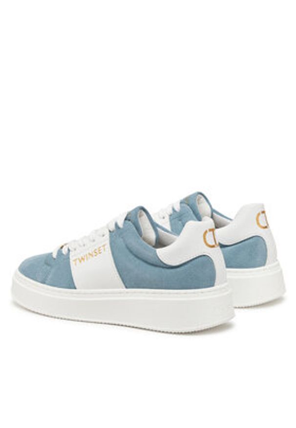 TwinSet - TWINSET Sneakersy 251GCJ01C Niebieski. Kolor: niebieski. Materiał: skóra, zamsz