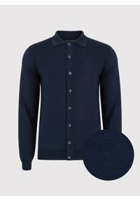 PAKO LORENTE – Granatowy kardigan z kołnierzykiem P24SF-2X-001-G-0 - Pako Lorente. Kolor: niebieski. Materiał: dzianina #7
