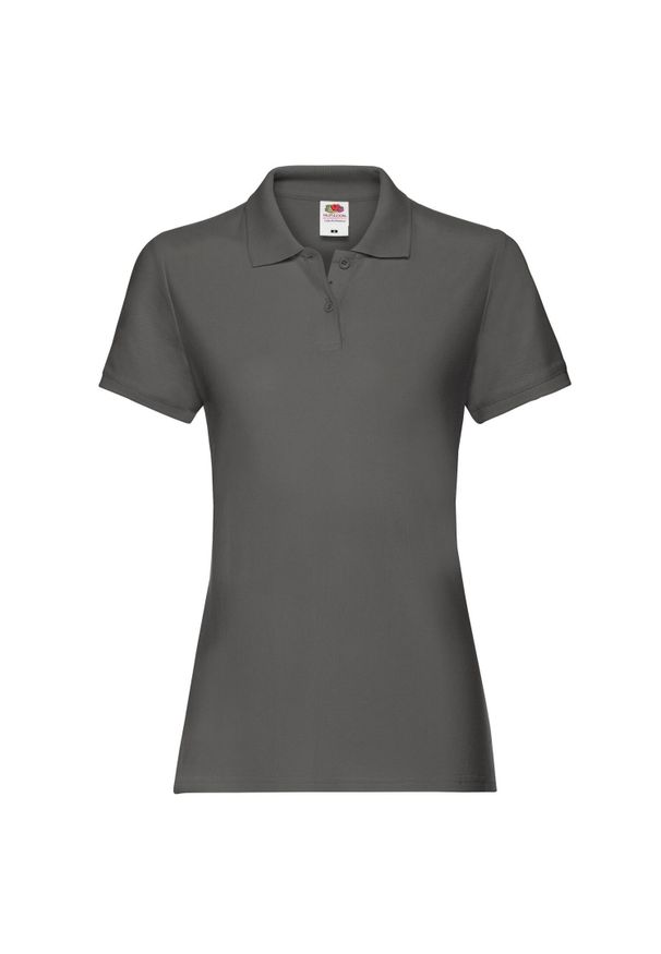 FRUIT OF THE LOOM - Damska Koszulka Polo Premium Plain. Typ kołnierza: polo. Kolor: szary