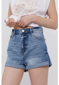 TALLY WEIJL - Tally Weijl Szorty jeansowe damskie gładkie high waist. Okazja: na co dzień. Stan: podwyższony. Kolor: niebieski. Materiał: jeans. Wzór: gładki. Styl: casual #3