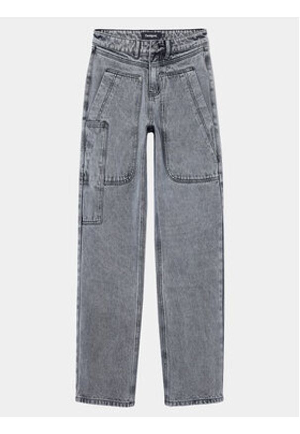 Desigual Jeansy Mackenzie 24SWDD56 Szary Straight Fit. Kolor: szary